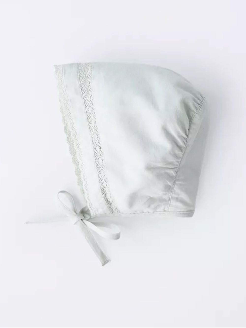 Zara Light Gray Lace Trim Baby Bonnet